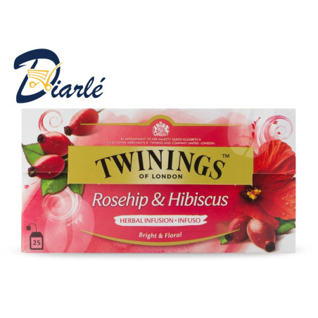THE TWININGS ROSEHIP ET HIBISCUS 25 SACHETS