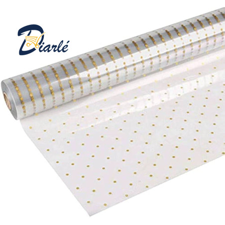 CELLOPHANE A POIS DORES 1 METRE