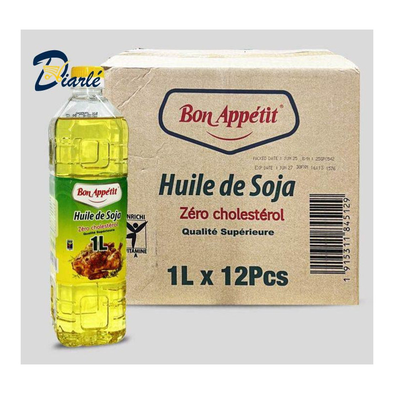 CARTON HUILE DE SOJA BON APPETIT 12x1L