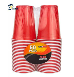 RED PARTY CUP PLASTIC 50x480ML