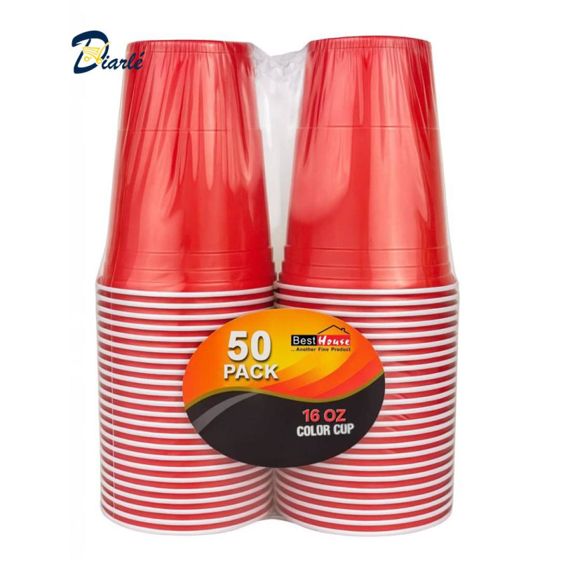 RED PARTY CUP PLASTIC 50x480ML