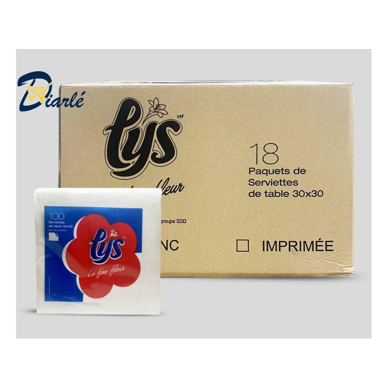 CARTON MOUCHOIR DE TABLE LYS 18 PAQUETS