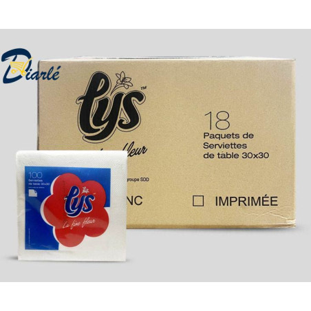 CARTON MOUCHOIR DE TABLE LYS 18 PAQUETS