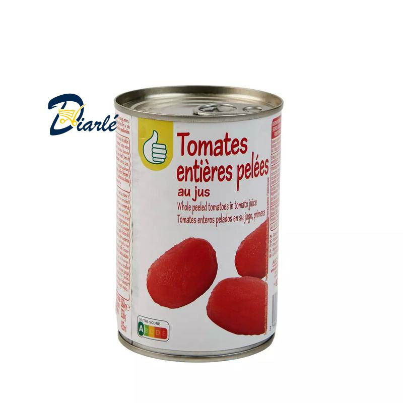 POUCE TOMATES ENTIERES PELEES AU JUS 400g