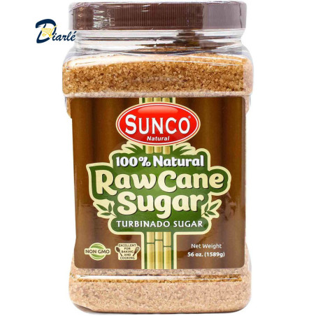 SUNCO NATURAL RAW CANE SUGAR TURBINADO SUGAR, 56 Oz